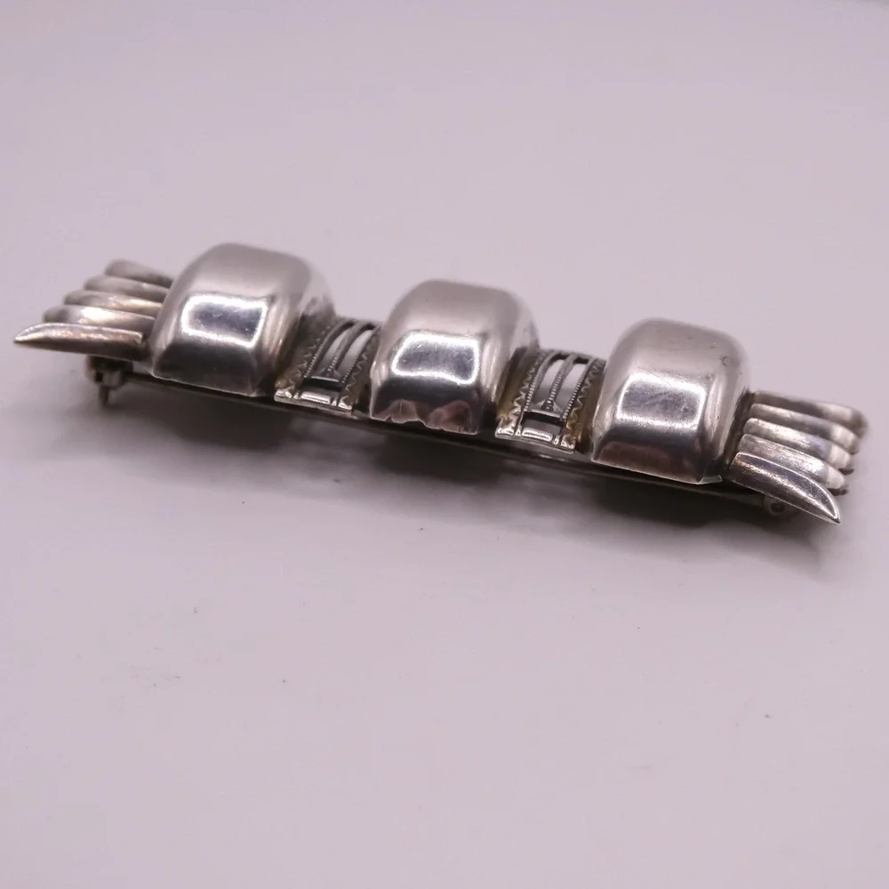 Art Deco Sterling Silver 925 Bar Brooch Pin 2.3